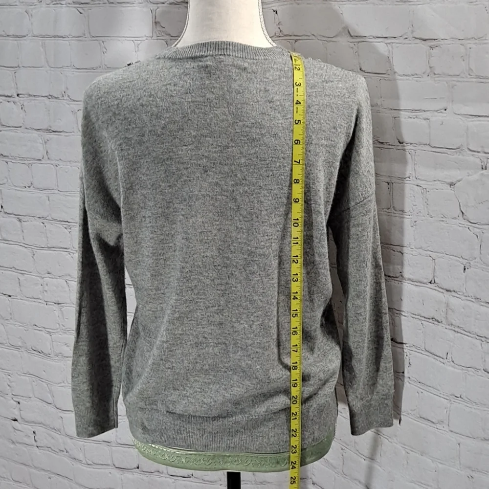J. Crew Grey Wool Opal-Embellished Sweater